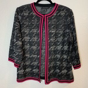 Ming Wang Cardigan Topper Layering Piece Size OX or 14W Black Pink Semi Sheer